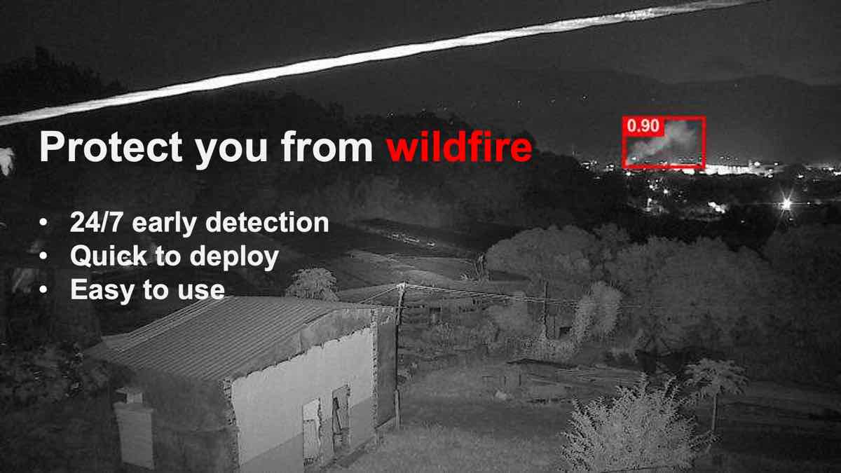 LookOut AI detecting a fire at night